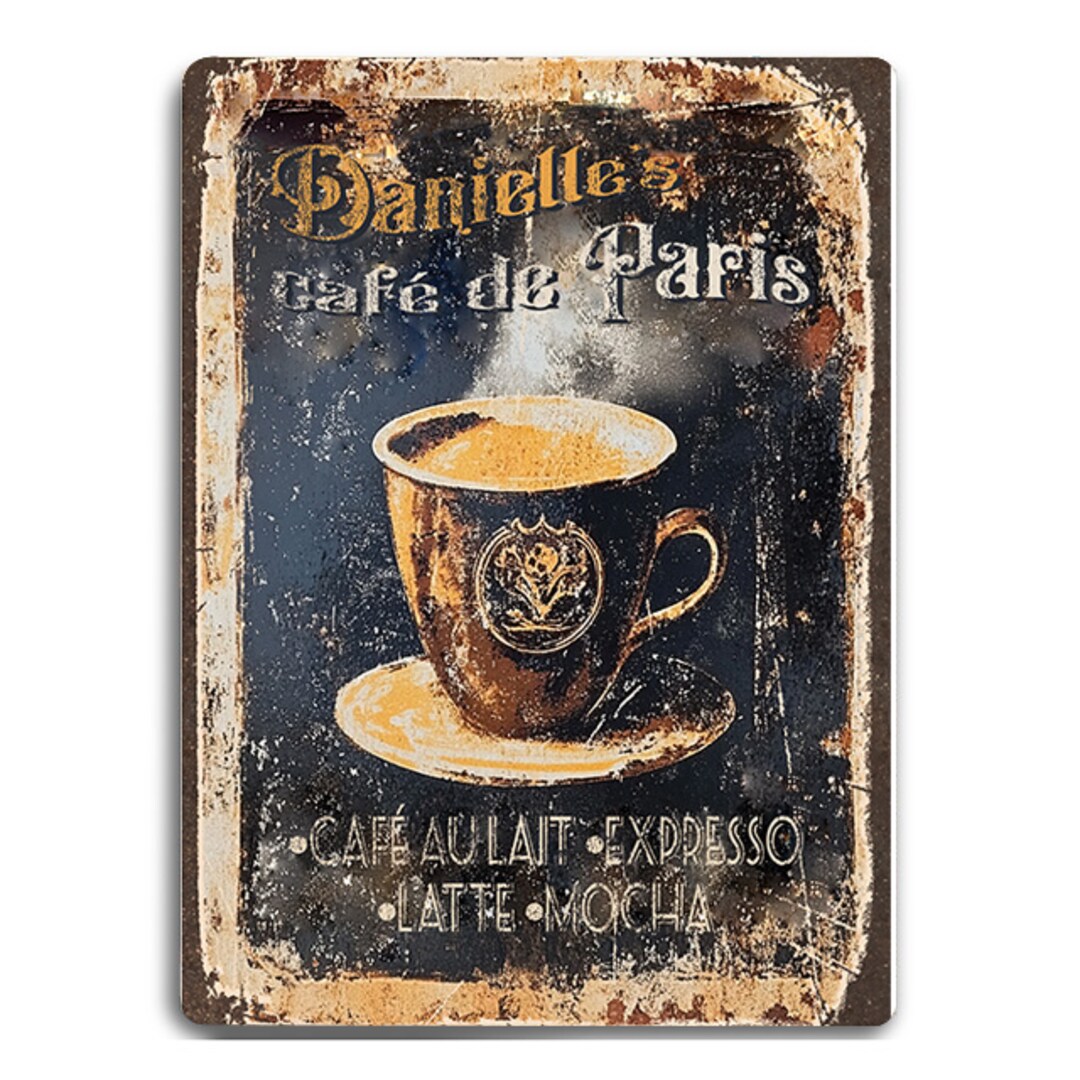 Personalized Old French Café Vintage-style rusted French Coffee Great Gift for anyone who loves French-style coffee and Cafés MakerPlace